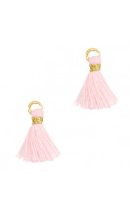 Mini Quaste Ibiza Style 1cm Gold-light pink